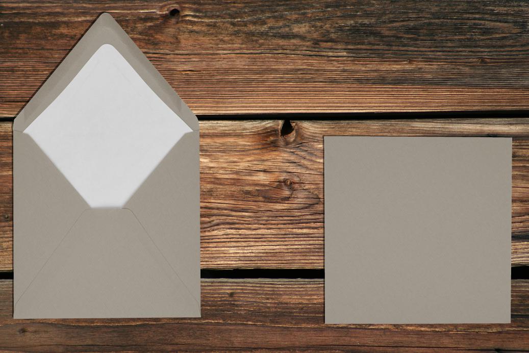 Briefhüllen mit Seidenfutter 164x164 mm Nassklebend Taupe gerippt 100 g/qm